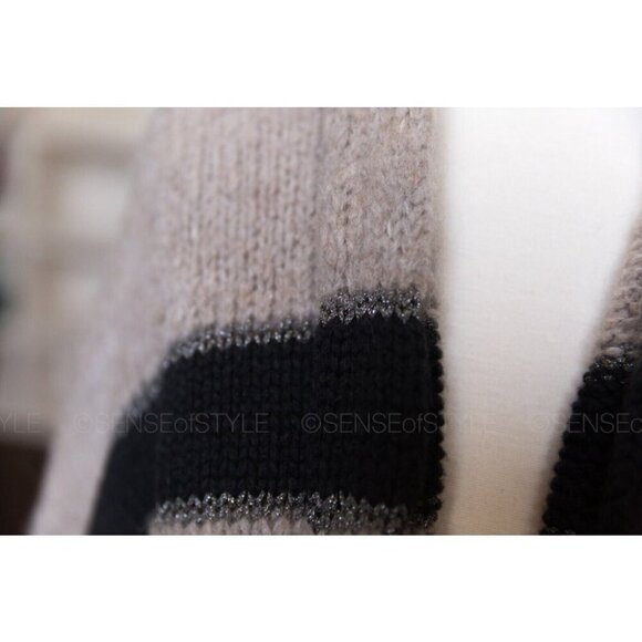 Brunello Cucinelli Cardigan Striped Metallic Striped Knit Sweater  XS - Picture 10 of 12